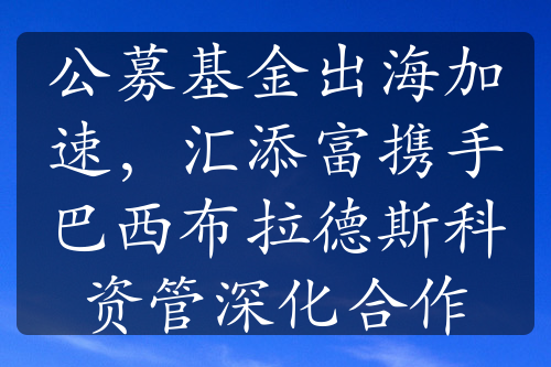 公募基金出海加速，汇添富携手巴西布拉德斯科资管深化合作