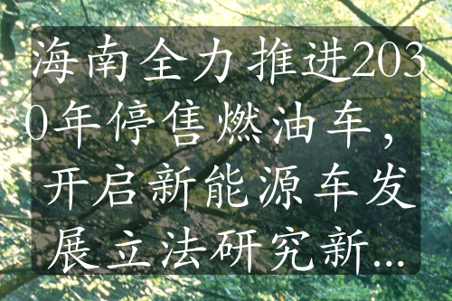 海南全力推进2030年停售燃油车，开启新能源车发展立法研究新征程