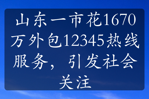 山东一市花1670万外包12345热线服务，引发社会关注