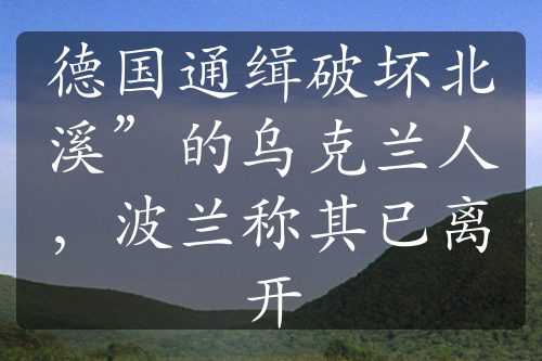 德国通缉破坏北溪”的乌克兰人，波兰称其已离开