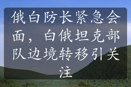 俄白防长紧急会面，白俄坦克部队边境转移引关注