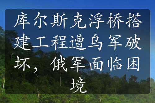 库尔斯克浮桥搭建工程遭乌军破坏，俄军面临困境