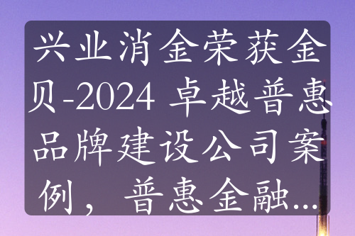 兴业消金荣获金贝-2024 卓越普惠品牌建设公司案例，普惠金融成果斐然