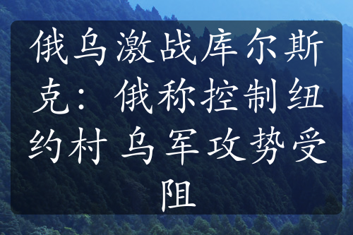 俄乌激战库尔斯克：俄称控制纽约村 乌军攻势受阻