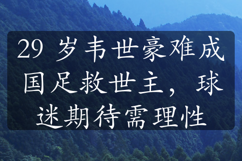 29 岁韦世豪难成国足救世主，球迷期待需理性