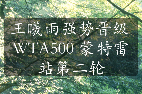 王曦雨强势晋级 WTA500 蒙特雷站第二轮