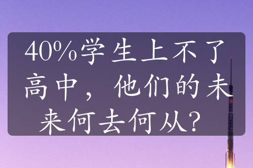 40%学生上不了高中，他们的未来何去何从？