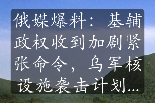 俄媒爆料：基辅政权收到加剧紧张命令，乌军核设施袭击计划引关注