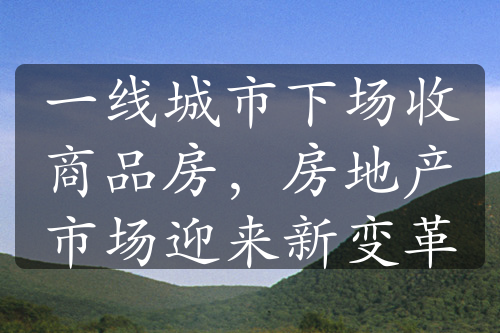 一线城市下场收商品房，房地产市场迎来新变革