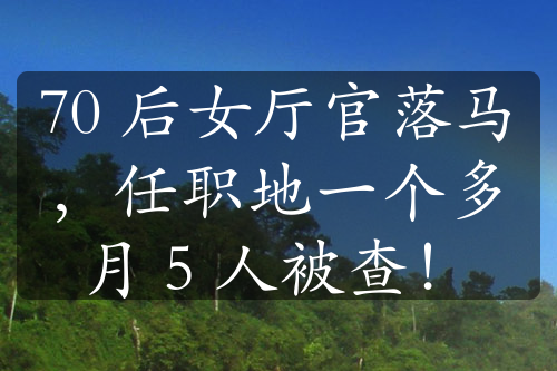 70 后女厅官落马，任职地一个多月 5 人被查！