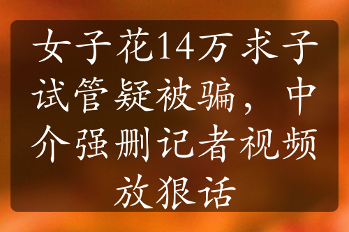 女子花14万求子试管疑被骗，中介强删记者视频放狠话